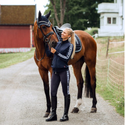 Pantaloni da equitazione funzionali a vita alta con grip in silicone integrale Angelika donna B Vertigo Blu navy scuro