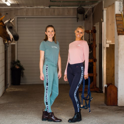 Pantaloni da equitazione funzionali a vita alta con grip in silicone integrale Angelika donna B Vertigo Blu navy scuro