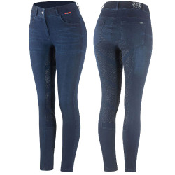 Pantaloni da equitazione jeans con fondo integrale in silicone Elle donna B Vertigo Blu scuro