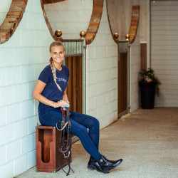 Pantaloni da equitazione jeans con fondo integrale in silicone Elle donna B Vertigo Blu scuro