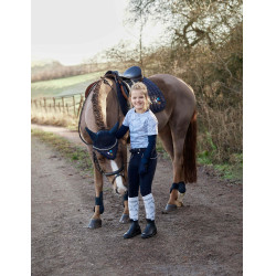Pantaloni da equitazione con fondo in pelle per bambini Horze Aubrey Blu navy scuro Pantaloni da equitazione con fondo in pelle per bambini Horze Aubrey Blu navy scuro