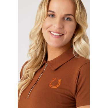 Polo Amy in cotone elasticizzato a maniche corte da donna Horze Polo Amy in cotone elasticizzato a maniche corte da donna Horze