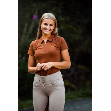 Polo Amy in cotone elasticizzato a maniche corte da donna Horze Polo Amy in cotone elasticizzato a maniche corte da donna Horze