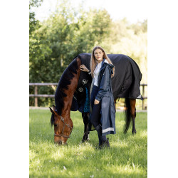 Impermeabile da donna Horze Hazel lungo con spacchi Blu navy scuro Impermeabile da donna Horze Hazel lungo con spacchi Blu navy scuro