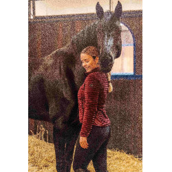 Giacca da equitazione in pile a righe da donna Horze Della Port Royale Bordeaux Giacca da equitazione in pile a righe da donna Horze Della Port Royale Bordeaux