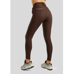 Pantaloni Montar a vita alta Briella crystal Rose gold Curve full grip donna Marrone