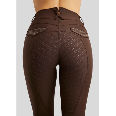 Pantaloni Montar a vita alta Briella crystal Rose gold Curve full grip donna Marrone