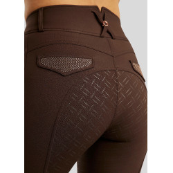 Pantaloni Montar a vita alta Briella crystal Rose gold Curve full grip donna Marrone