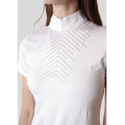 Polo da concorso Montar Bling maniche corte donna Bianco