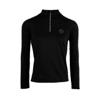 Polo da concorso Montar Everly con logo in cristalli a maniche lunghe da donna Nero