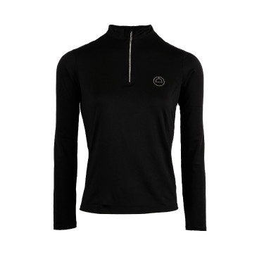 Polo da concorso Montar Everly con logo in cristalli a maniche lunghe da donna Nero