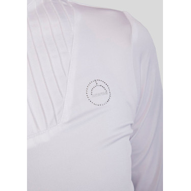 Polo da concorso Montar MoRosie a maniche lunghe da donna Bianco Polo da concorso Montar MoRosie a maniche lunghe da donna Bianco
