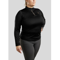 Polo Montar Briella a maniche lunghe crystal Rose gold Curve donna Nero