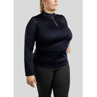 Polo Montar Briella a maniche lunghe crystal Rose gold Curve donna Marina Blu marino
