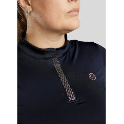 Polo Montar Briella a maniche lunghe crystal Rose gold Curve donna Marina Blu marino