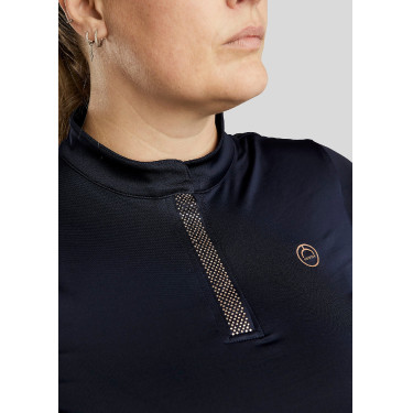 Polo Montar Briella a maniche lunghe crystal Rose gold Curve donna Marina Blu marino