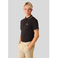 Polo Montar homme col contrastée manches courtes Noir
