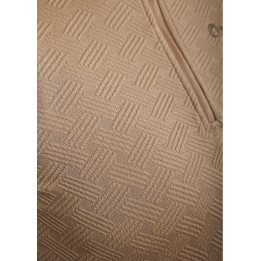 Polo da equitazione MoCilia Jacquard raffinato a maniche lunghe da donna Latté Marrone