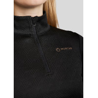Polo da equitazione MoCilia Jacquard raffinato a maniche lunghe da donna Nero Polo da equitazione MoCilia Jacquard raffinato a maniche lunghe da donna Nero