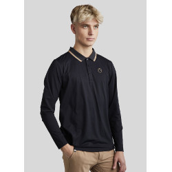 Polo da uomo Montar MoDrake con colletto a contrasto e maniche lunghe
