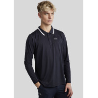 Polo da uomo Montar MoDrake con colletto a contrasto e maniche lunghe Blu marino scuro