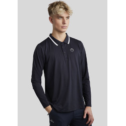Polo da uomo Montar MoDrake con colletto a contrasto e maniche lunghe Blu marino scuro