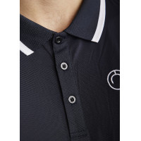 Polo da uomo Montar MoDrake con colletto a contrasto e maniche lunghe Blu marino scuro