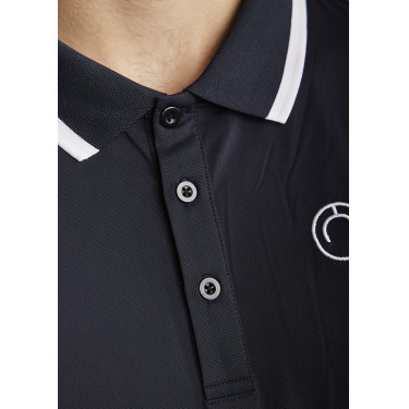 Polo da uomo Montar MoDrake con colletto a contrasto e maniche lunghe Blu marino scuro