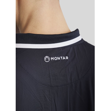 Polo da uomo Montar MoDrake con colletto a contrasto e maniche lunghe Blu marino scuro