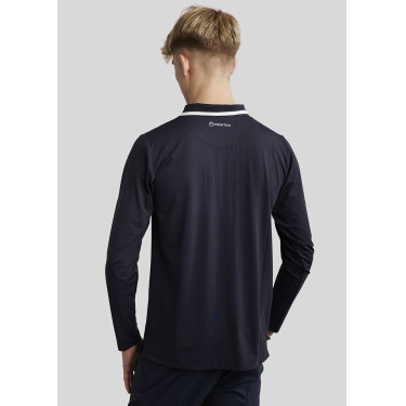Polo da uomo Montar MoDrake con colletto a contrasto e maniche lunghe Blu marino scuro