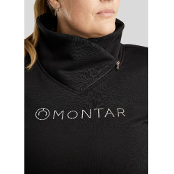 Maglia Montar Naja con zip al collo crystal rose gold Curve donna Nero
