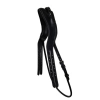 Testiera Montar adattata in cuoio conciato con sottogola tondo Nero Testiera Montar adattata in cuoio conciato con sottogola tondo Nero