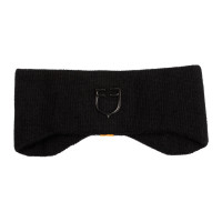 Fascia Equestro unisex in lana a costine con protezione per le orecchie e logo Nero