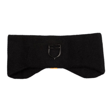 Fascia Equestro unisex in lana a costine con protezione per le orecchie e logo