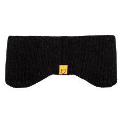 Fascia Equestro unisex in lana a costine con protezione per le orecchie e logo Nero