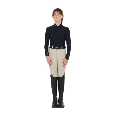 Maglia intima Equestro da allenamento a maniche lunghe per ragazza Nero