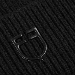 Berretto equestre unisex in lana a trama lavorata a maglia Nero