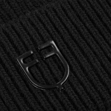 Berretto equestre unisex in lana a trama lavorata a maglia Nero