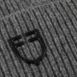 Berretto equestre unisex in lana a trama lavorata a maglia Grigio mélange