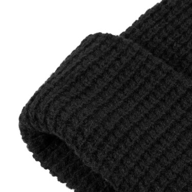 Berretto Equestro unisex in lana a costine con logo Nero Berretto Equestro unisex in lana a costine con logo Nero