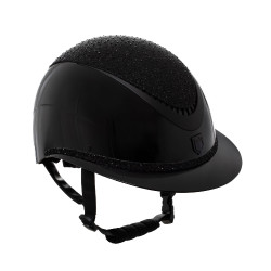 Casco di lusso con ampia visiera e strass omologato EN 1384-2023 Equestro Nero / nero