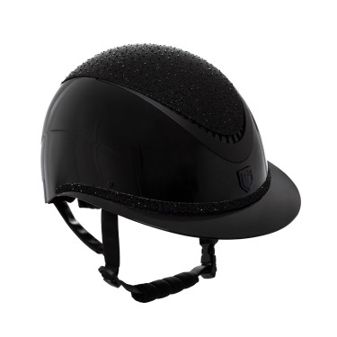 Casco di lusso con ampia visiera e strass omologato EN 1384-2023 Equestro Nero / nero