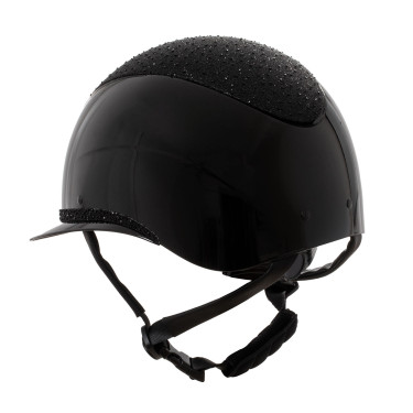 Casco di lusso con ampia visiera e strass omologato EN 1384-2023 Equestro Nero / nero