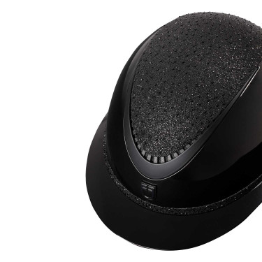 Casco di lusso con ampia visiera e strass omologato EN 1384-2023 Equestro Nero / nero