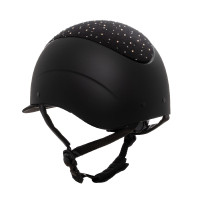 Casco opaco con visiera stretta e logo in strass omologato EN 1384-2023 Equestro Nero / nero lucido Casco opaco con visiera stretta e logo in strass omologato EN 1384-2023 Equestro Nero / nero lucido