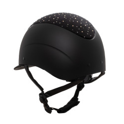 Casco opaco con visiera stretta e logo in strass omologato EN 1384-2023 Equestro Nero / nero lucido