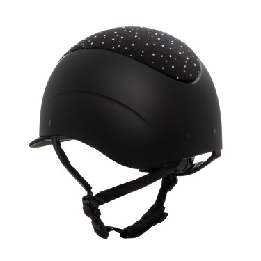 Casco opaco con visiera stretta e logo in strass omologato EN 1384-2023 Equestro Casco opaco con visiera stretta e logo in strass omologato EN 1384-2023 Equestro