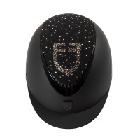 Casco opaco con visiera stretta e logo in strass omologato EN 1384-2023 Equestro Nero / nero lucido Casco opaco con visiera stretta e logo in strass omologato EN 1384-2023 Equestro Nero / nero lucido