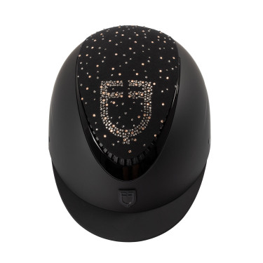 Casco opaco con visiera stretta e logo in strass omologato EN 1384-2023 Equestro Casco opaco con visiera stretta e logo in strass omologato EN 1384-2023 Equestro