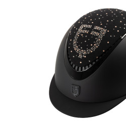 Casco opaco con visiera stretta e logo in strass omologato EN 1384-2023 Equestro Nero / nero lucido